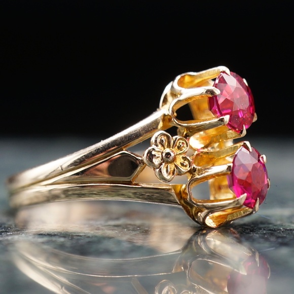 c.1900 Ostby & Barton Paste Stone Ring 10k Solid Gold Tiffany Setting sz3 - Picture 4 of 12